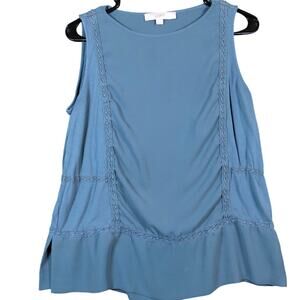 LOFT Womens Blouse Blue Gray Tank Sleeveless Lightweight Flowy Medium